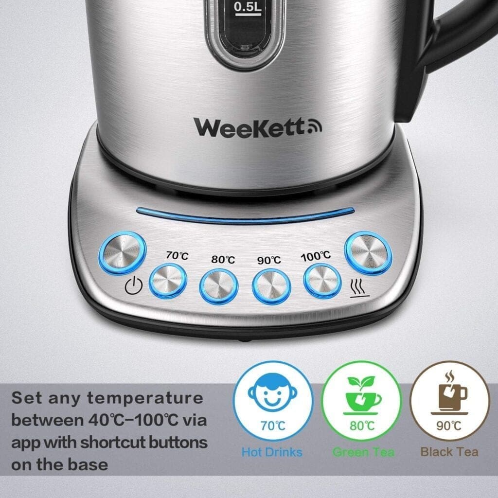 Smart Kettle by WeeKett - voice control with Amazon Alexa, Google Siri, Variable Temperature Control, Keep Warm, Stainless Steel, BPA Free, Energy Efficient, 2200W, 1.7L Smart Kettle by WeeKett - voice control with Amazon Alexa, Google Siri, Variable Temperature Control, Keep Warm, Stainless Steel, BPA Free, Energy Efficient, 2200W, 1.7L