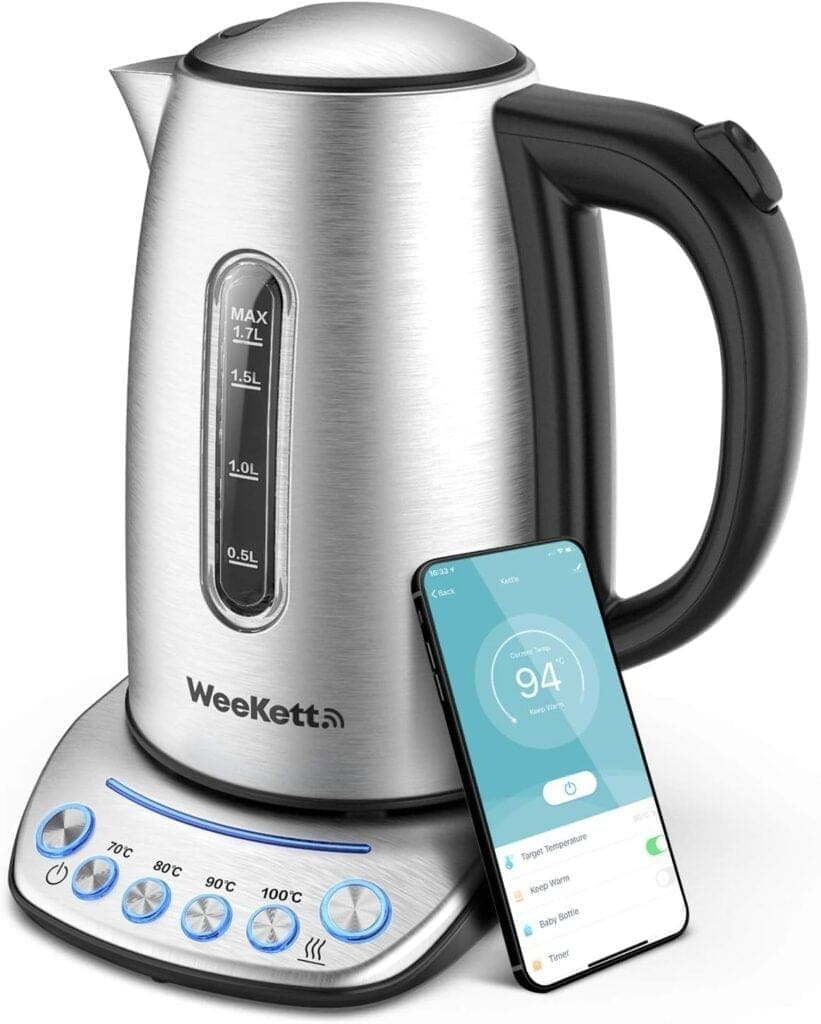 Smart Kettle by WeeKett - voice control with Amazon Alexa, Google Siri, Variable Temperature Control, Keep Warm, Stainless Steel, BPA Free, Energy Efficient, 2200W, 1.7L Smart Kettle by WeeKett - voice control with Amazon Alexa, Google Siri, Variable Temperature Control, Keep Warm, Stainless Steel, BPA Free, Energy Efficient, 2200W, 1.7L
