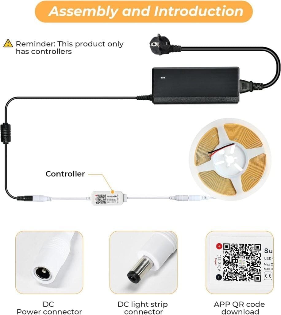 INDARUN Dimmable Led Strip Light Controller Warm White, Controlled by WiFi/App, Work with Alexa, Dimmer Controller for Android/iOS System 5V-28V, Support Voice Control, with Timing Function INDARUN Dimmable Led Strip Light Controller Warm White, Controlled by WiFi/App, Work with Alexa, Dimmer Controller for Android/iOS System 5V-28V, Support Voice Control, with Timing Function