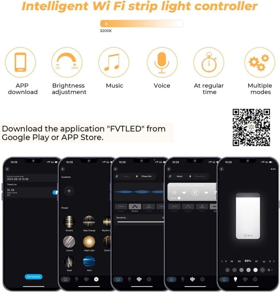 INDARUN Dimmable Led Strip Light Controller Warm White, Controlled by WiFi/App, Work with Alexa, Dimmer Controller for Android/iOS System 5V-28V, Support Voice Control, with Timing Function INDARUN Dimmable Led Strip Light Controller Warm White, Controlled by WiFi/App, Work with Alexa, Dimmer Controller for Android/iOS System 5V-28V, Support Voice Control, with Timing Function